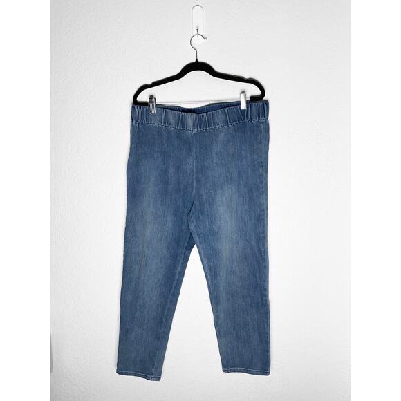 Soft Surroundings Womens Metro Crop Elastic Waist High Rise Jeans Cotton Stretch - Picture 1 of 6